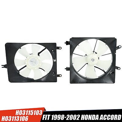 #ad 2PCS AC Condenser Radiator Cooling Fan Assembly Fit 1998 2002 Honda Accord 2.3L