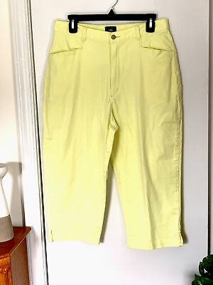 #ad Lee Women#x27;s Yellow Soft Cotton Capri Jeans Size 14 May Fit Size 12