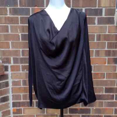 #ad All Saints Top Womens Small Black Erma Convertible Cowl Neck Oversized Blouse