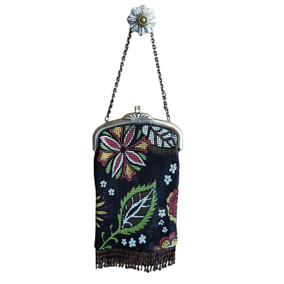 #ad Vintage 20s Style Whiting Davis Art Nouveau Bag Flapper Purse Mesh Floral