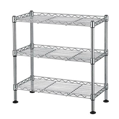 #ad 3 Tier Wire Shelving Rack Shelf Adjustable Commercial Garage Kitchen Storage