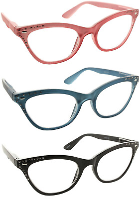 #ad Reading Glasses Clear Lens Cateye Rhinestone Fashion Readers for Women