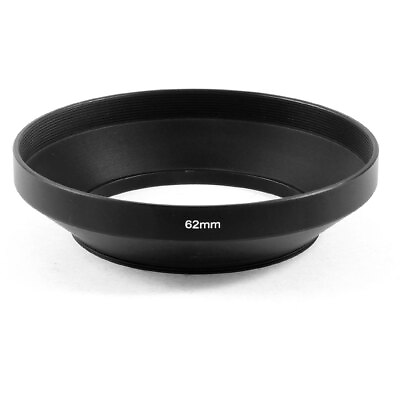 #ad Black Aluminum Wide Angle 62mm Thread Screw In Universal Camera Lens Hood Cover