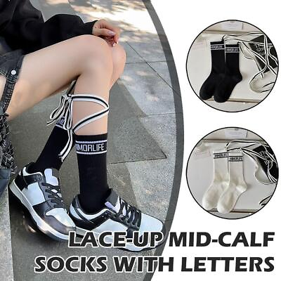 #ad Sweet Cute Lace up Socks Lace Mid calf socks Women#x27;s JK Calf Socks Accessories#x27;