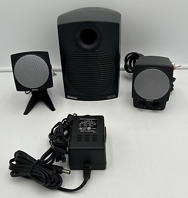 #ad Boston Acoustics BA745 Computer 3 Piece Speakers w Sub amp; OEM Power Supply Black
