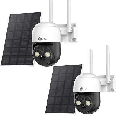 #ad 2Packs 4MP Wireless Solar Camera WiFi Solar Security Camera System IP Camera