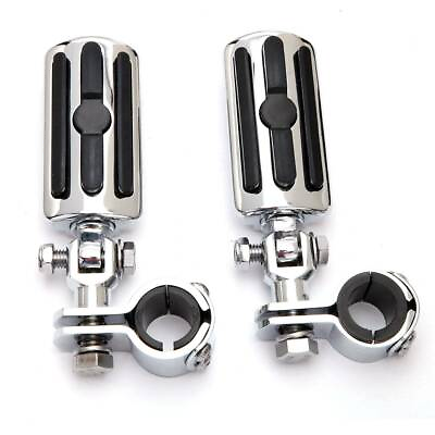 #ad Short Angled Highway Pegs Motorcycle Foot Pegs Footrests for 1.25quot; Harley Bar