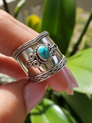 #ad Turquoise Ring 925 Sterling Silver Band amp;Statement Ring Handmade Ring All size
