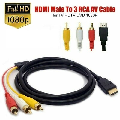 #ad 1080P HDMI Male To 3 RCA Video Audio AV Component Converter Adapter Cable NEW $4.95
