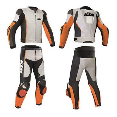 #ad KTM Mens Street Racing Suit Motorbike Motorcycle Sports Armored Cowhide Leather