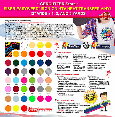 #ad Siser easyweed iron on htv heat transfer vinyl 12quot; wide x 1 3 and 5 yards