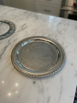 #ad vintage silver plated serving tray