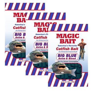 #ad Lot 3 Magic Bait 74 12 Cubed Catfish Bait Big Blue Anise amp; Blood Fishing Lure