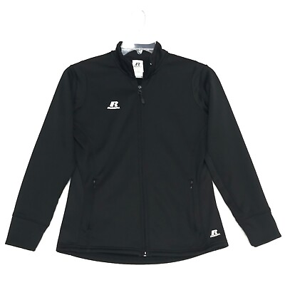 #ad Russell Full Zip Athletic Jacket Womens Size M Medium Black Long Sleeve DriPower