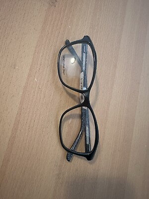 #ad Prescription Grade Eyeglass Frames Black With Floral Motif 54 16 140 BNWT