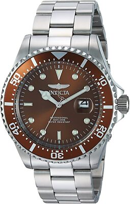 #ad Invicta 43MM Men#x27;s Pro Diver Quartz 3 Hand Brown Dial Stainless Watch 22049
