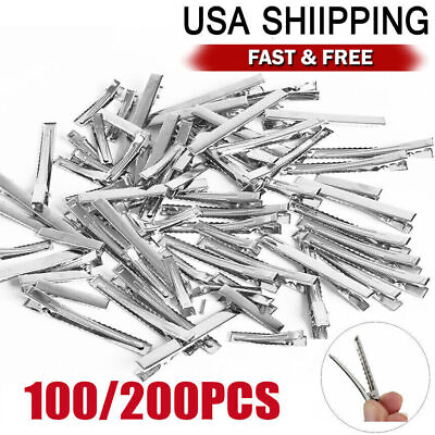 #ad Silver Single Prong Alligator Metal Clips w teeth 1.75quot; Hair Bow Clips Bulk US