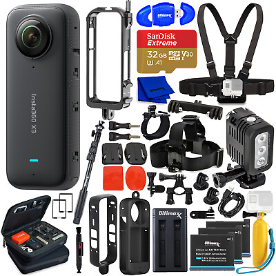 #ad Insta360 X3 5.7K 360° Waterproof Touch Screen Action Camera 25PC 32GB Bundle