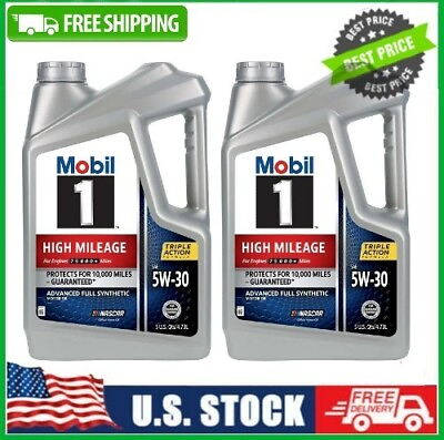 #ad 2 Pack Mobil 1 High Mileage Full Synthetic Motor Oil 5W 30 5 qt