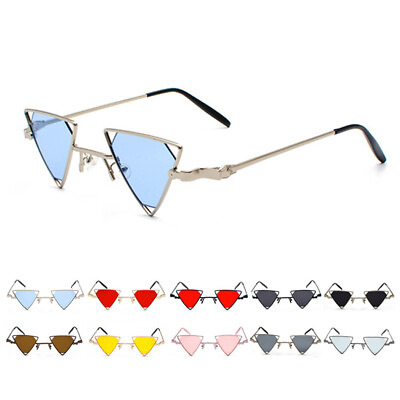 #ad Triangle Hollow Cat Eyes Sunglasses Small Narrow Trendy Stylish Hippie Glasses