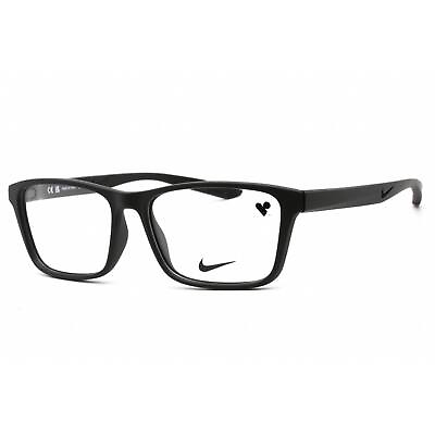 #ad Nike Unisex Eyeglasses Matte Black Metal Rectangular Shape Frame NIKE 7304 001