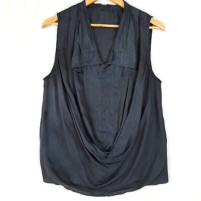 #ad All Saints Top Womens 8 Blue Marilyn Spitalfields Japanese Cloth Sleeveless