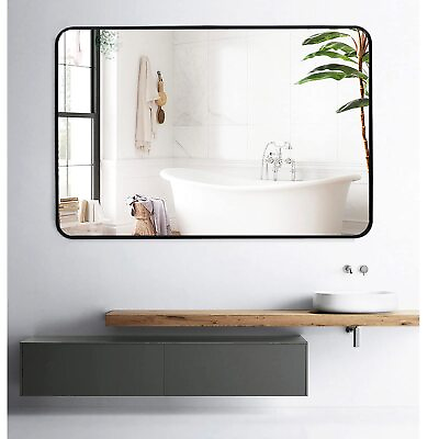 #ad 30x40 Bathroom Mirror Black Metal Mirror Large Wall Mounted Decor Mirror 40 x...
