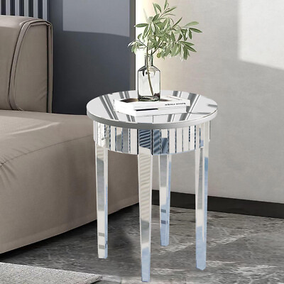 #ad High end Silver Mirrored Side End Table Retro for Entryway Living Room Bedroom