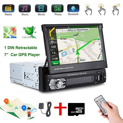 #ad 1 DIN Flip 7quot; Touch Screen GPS Navi Car Stereo Radio MP5 Player USB AUX NA Map