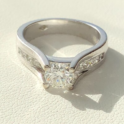 #ad 18K White Gold 1.15 CTW Round Cut amp; Princess Diamond Engagement Ring Size 6.25 $1795.00