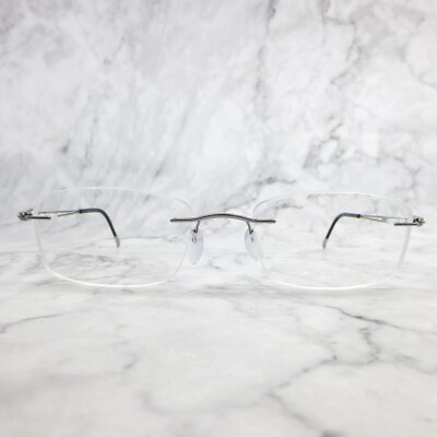 #ad Silhouette 5521 70 7010 Eyeglasses Black Rimless Rectangular Frames 19 140