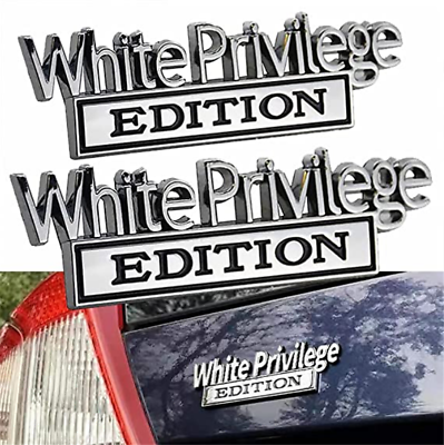 #ad 2Pcs Metal White Privilege Edition Car Truck Emblem Badge 3D Sticker Decal New