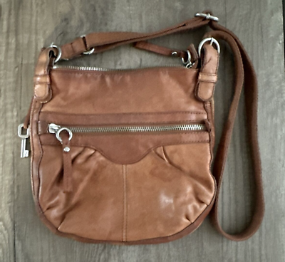 #ad Fossil Crossbody Messenger Bag Leather Brown Designer Fashion