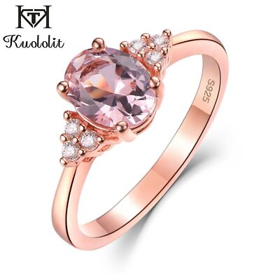 #ad Pink Morganite Gemstone Rings Rose Color Sterling Silver For Wedding Jewelry