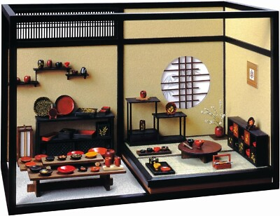 #ad DIY Dollhouse Kit Japanese Lacquerware Shop Miniature House Wooden Handcraft