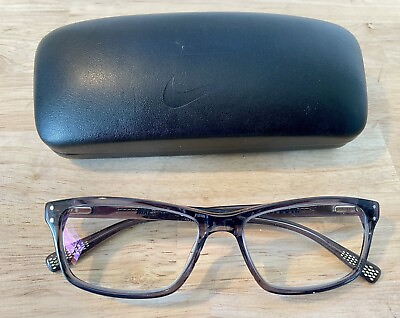 #ad NIKE Translucent Gray 55 16 140 FLEX HINGE Eyeglasses Case 7245