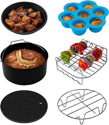 #ad Air Fryer Accessories Set of 6 for Most 3.7Qt and Larger Oven Cakeamp;Pizza Pan S