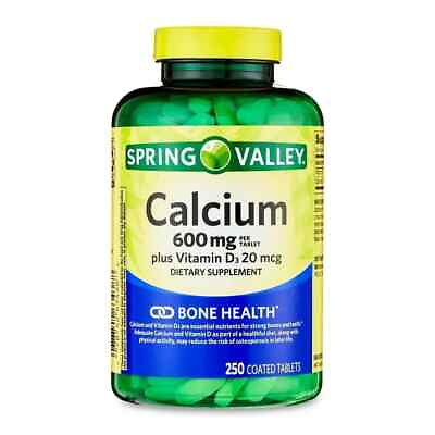 #ad Spring Valley Calcium Plus Vitamin D Tablets Dietary Supplement 600 mg 250 Ct