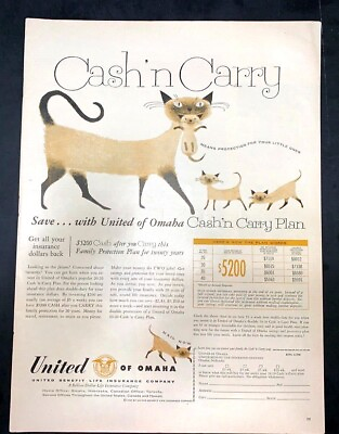 #ad Life Magazine Ad UNITED OF OMAHA INSURANCE COMPANY 1956 AD $1.00