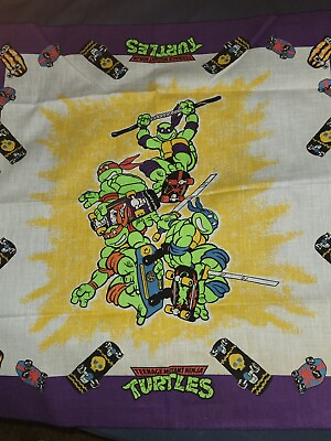 #ad TMNT Teenage Mutant Ninja Turtles Bandana Handkerchief 1990 Skateboards