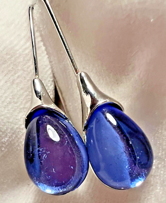 #ad Blue Beaded Ball Drop Dangle Silver Fashion Womens Hook Gift New Earrings