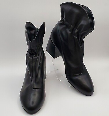 #ad SCHUTZ Boots Womens 10B Black Ankle Soft Kid Skin Leather Rouched Upper CATARINE
