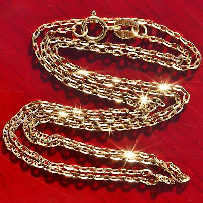 #ad 10k yellow gold necklace 18.0quot; elongated cable link chain vintage handmade 1.2gr