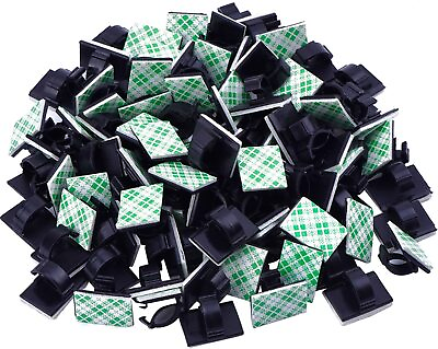 #ad 100Pcs Cable Clips Self Adhesive Cord Management Wire Holder Organizer Clamp US