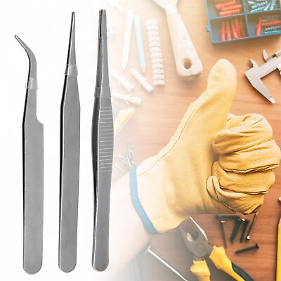 #ad Essential Precision Tools 3 Piece Tweezers Set for Small Component Repair