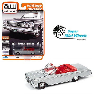 #ad Auto World 1:64 2020 Premium 1962 Chevrolet Impala SS Convertible Silver $6.99