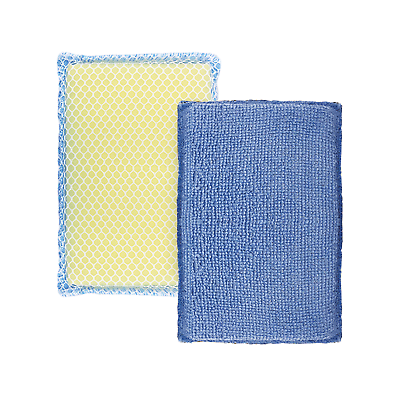 #ad LOLA 2 Way Cleaning Sponge Pad Dual Sided Nylon amp; Microfiber Terry Cloth 2 CT