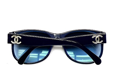 #ad Chanel 5182 1218 4C Sunglasses Glossy Dark Blue Silver CC Logo