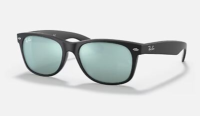 #ad RayBan New Wayfarer Flash Matte Black Silver Mirror 55mm Sunglasses RB2132 62230 $102.14