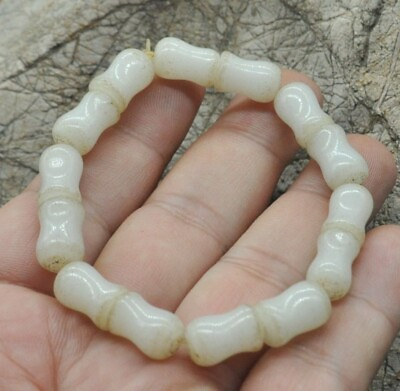 #ad Chinese old natural jade hand carved statue Pendants Bracelet